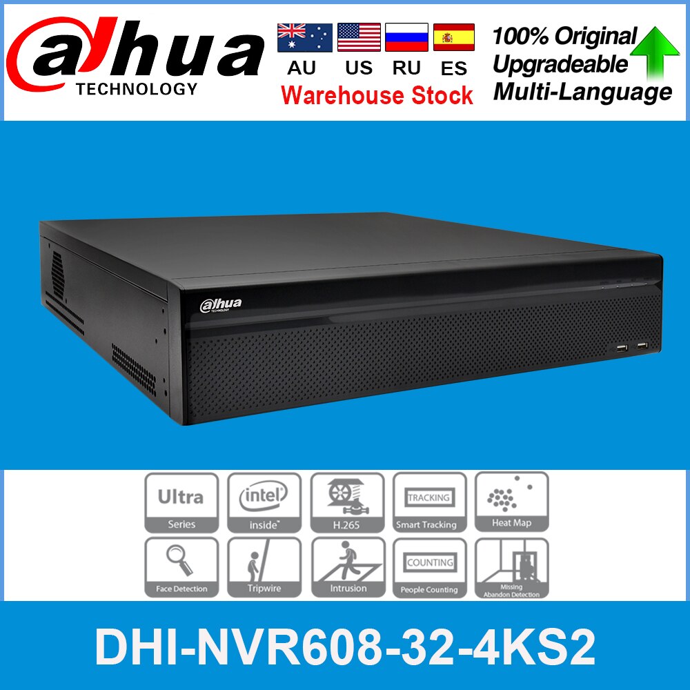 원래 dahua 국제 버전 NVR NVR608-32-4KS2 32 채널 울트라 4K H.265 네트워크 비디오 레코더 지원 업데이트